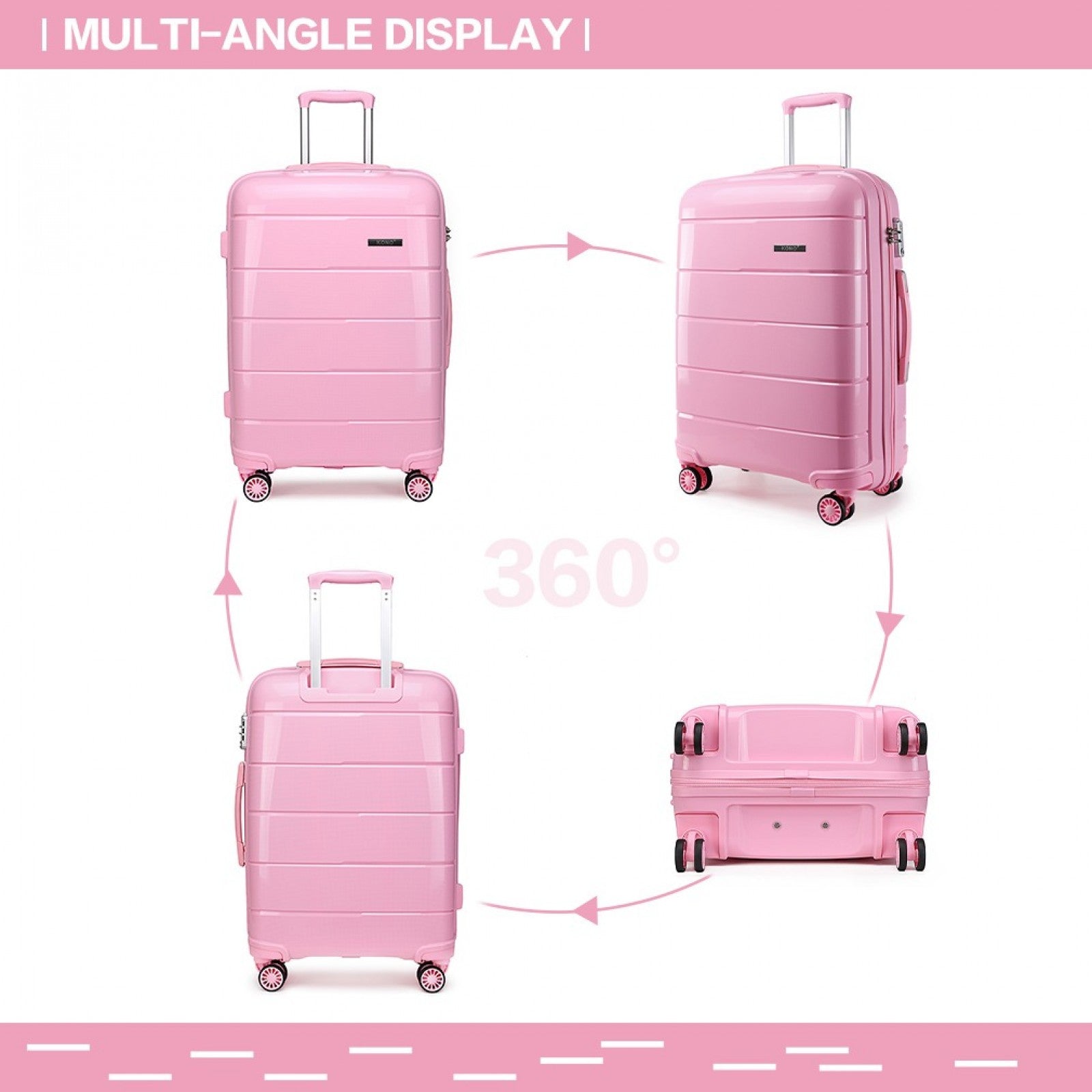 Kono Hard Shell PP Suitcase (K1997L) - Pink