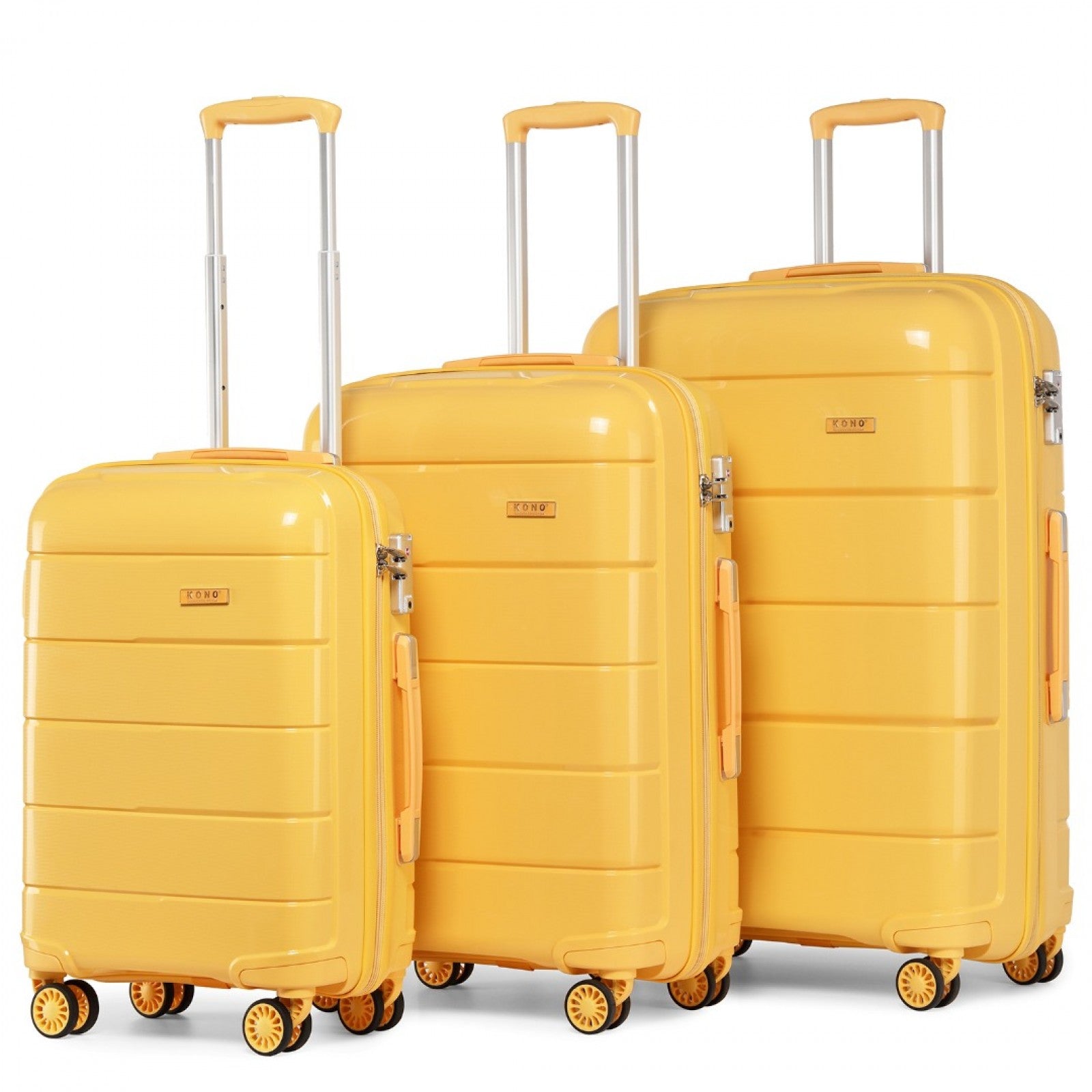 Kono 20-24-28” Hard Shell PP Suitcase Set (K1997L) - Yellow