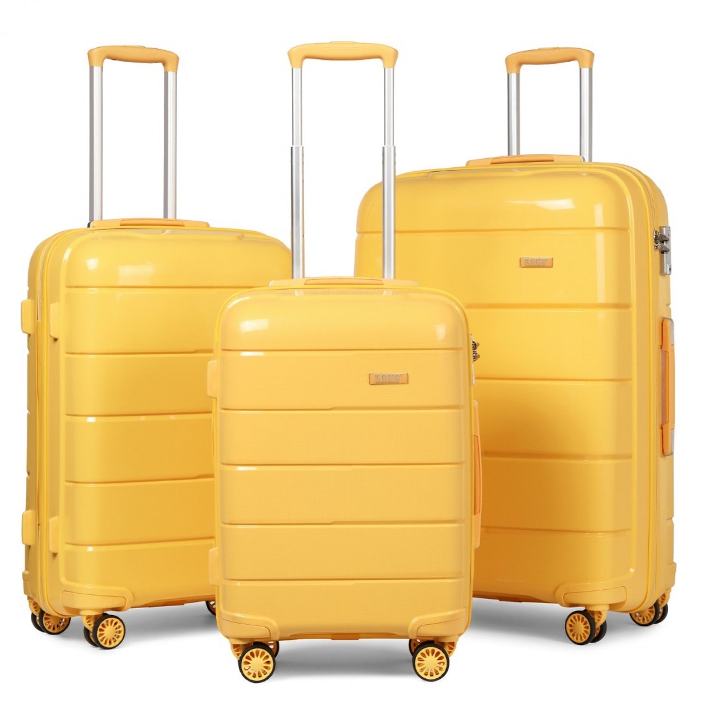Kono 20-24-28” Hard Shell PP Suitcase Set (K1997L) - Yellow