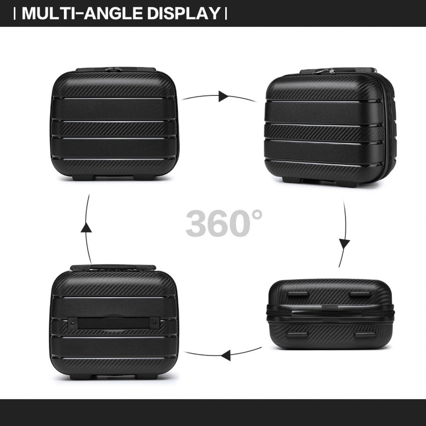 Kono Multi Texture Hard Shell PP Vanity Case Classic Collection (K2091L) - Black