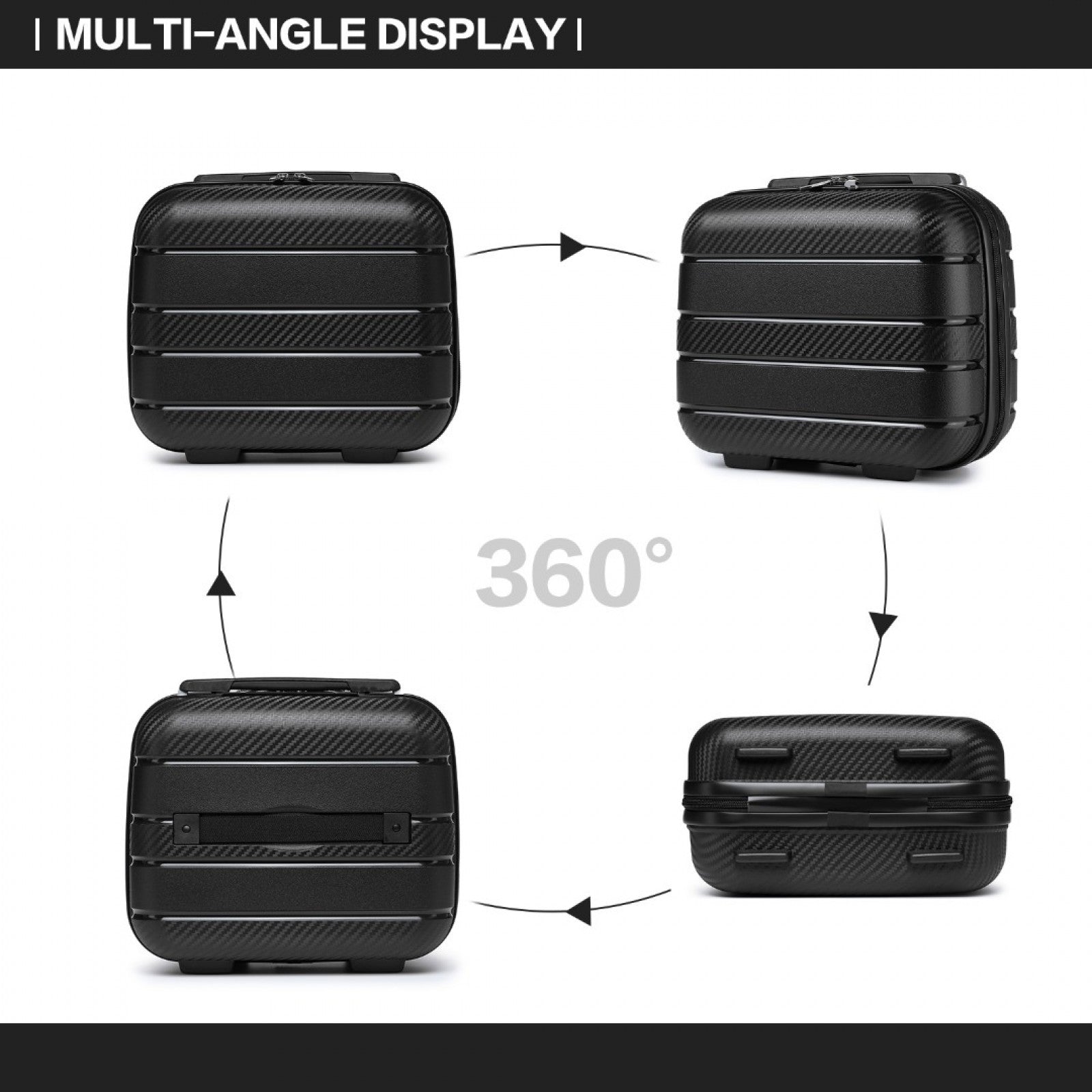 Kono Multi Texture Hard Shell PP Vanity Case Classic Collection (K2091L) - Black