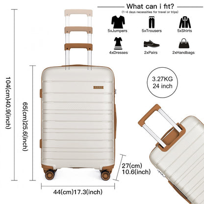 Kono Multi Texture Hard Shell PP Suitcase Classic Collection (K2091L) - Cream