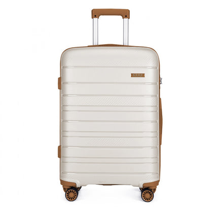 Kono Multi Texture Hard Shell PP Suitcase Classic Collection (K2091L) - Cream