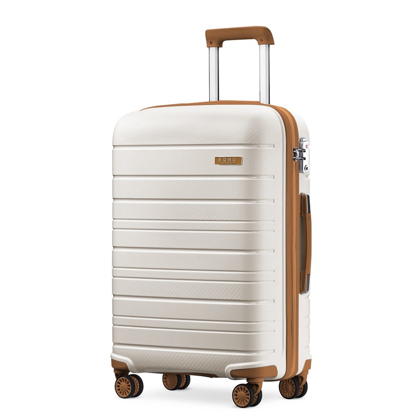 Kono Multi Texture Hard Shell PP Suitcase Classic Collection (K2091L) - Cream