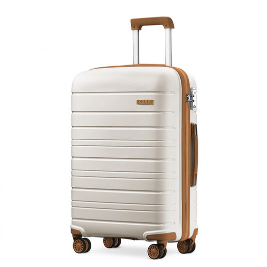 Kono Multi Texture Hard Shell PP Suitcase Classic Collection (K2091L) - Cream