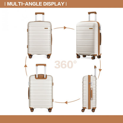 Kono Multi Texture Hard Shell PP Suitcase Classic Collection (K2091L) - Cream
