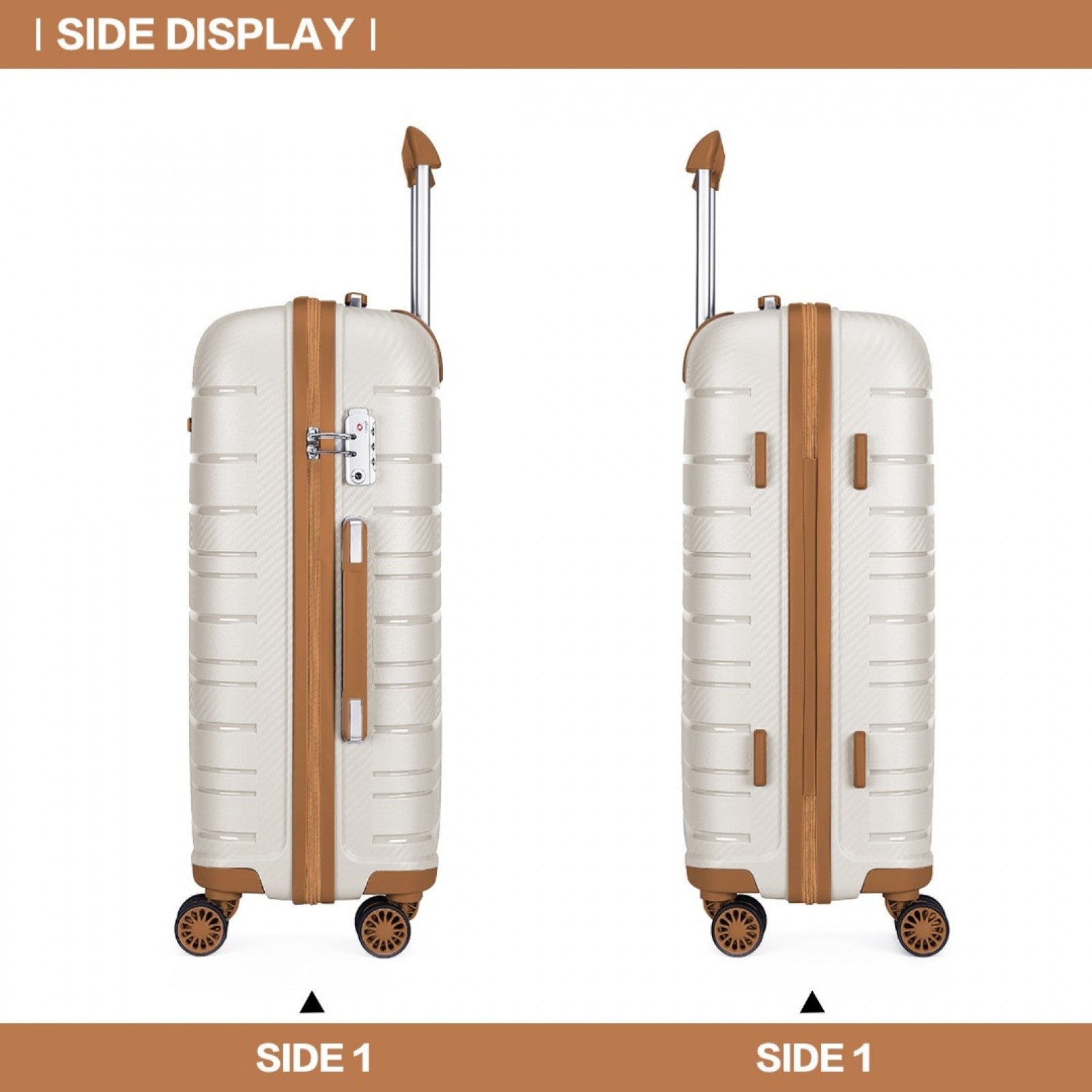 Kono Multi Texture Hard Shell PP Suitcase Classic Collection (K2091L) - Cream