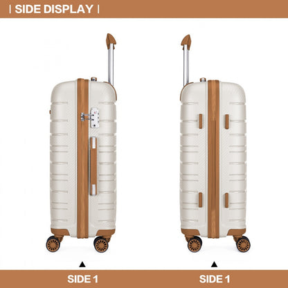 Kono Multi Texture Hard Shell PP Suitcase Classic Collection (K2091L) - Cream