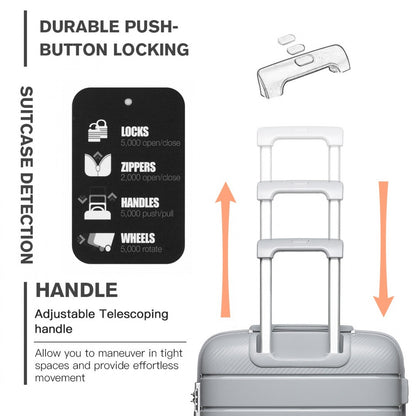 Kono Multi Texture Hard Shell PP Suitcase Classic Collection (K2091L) - Grey
