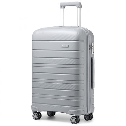 Kono Multi Texture Hard Shell PP Suitcase Classic Collection (K2091L) - Grey