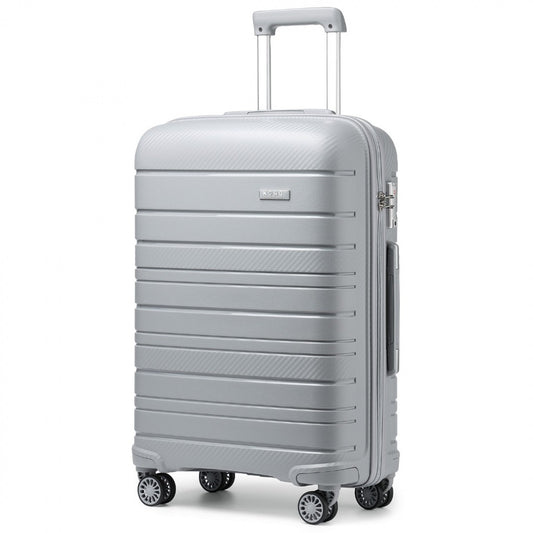 Kono Multi Texture Hard Shell PP Suitcase Classic Collection (K2091L) - Grey