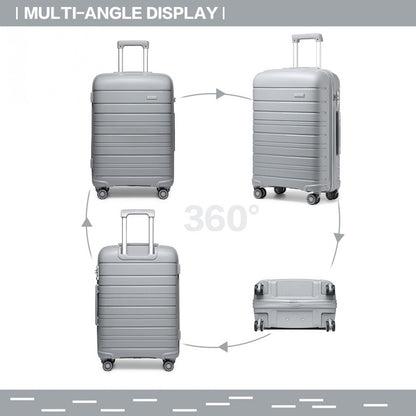 Kono Multi Texture Hard Shell PP Suitcase Classic Collection (K2091L) - Grey