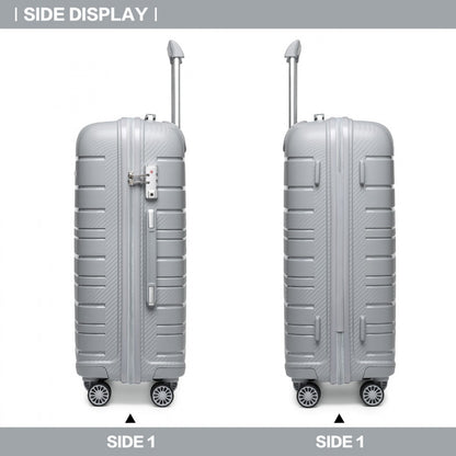 Kono Multi Texture Hard Shell PP Suitcase Classic Collection (K2091L) - Grey