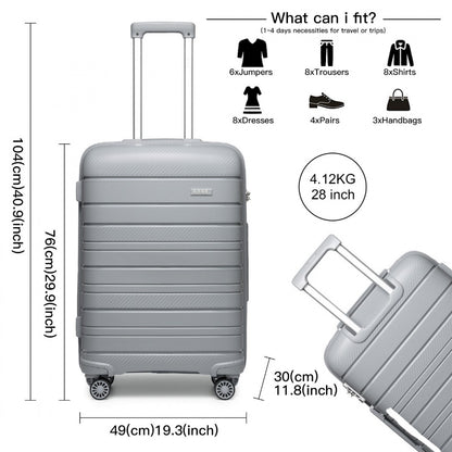 Kono Multi Texture Hard Shell PP Suitcase Classic Collection (K2091L) - Grey