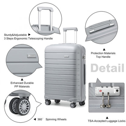 Kono Multi Texture Hard Shell PP Suitcase Classic Collection (K2091L) - Grey