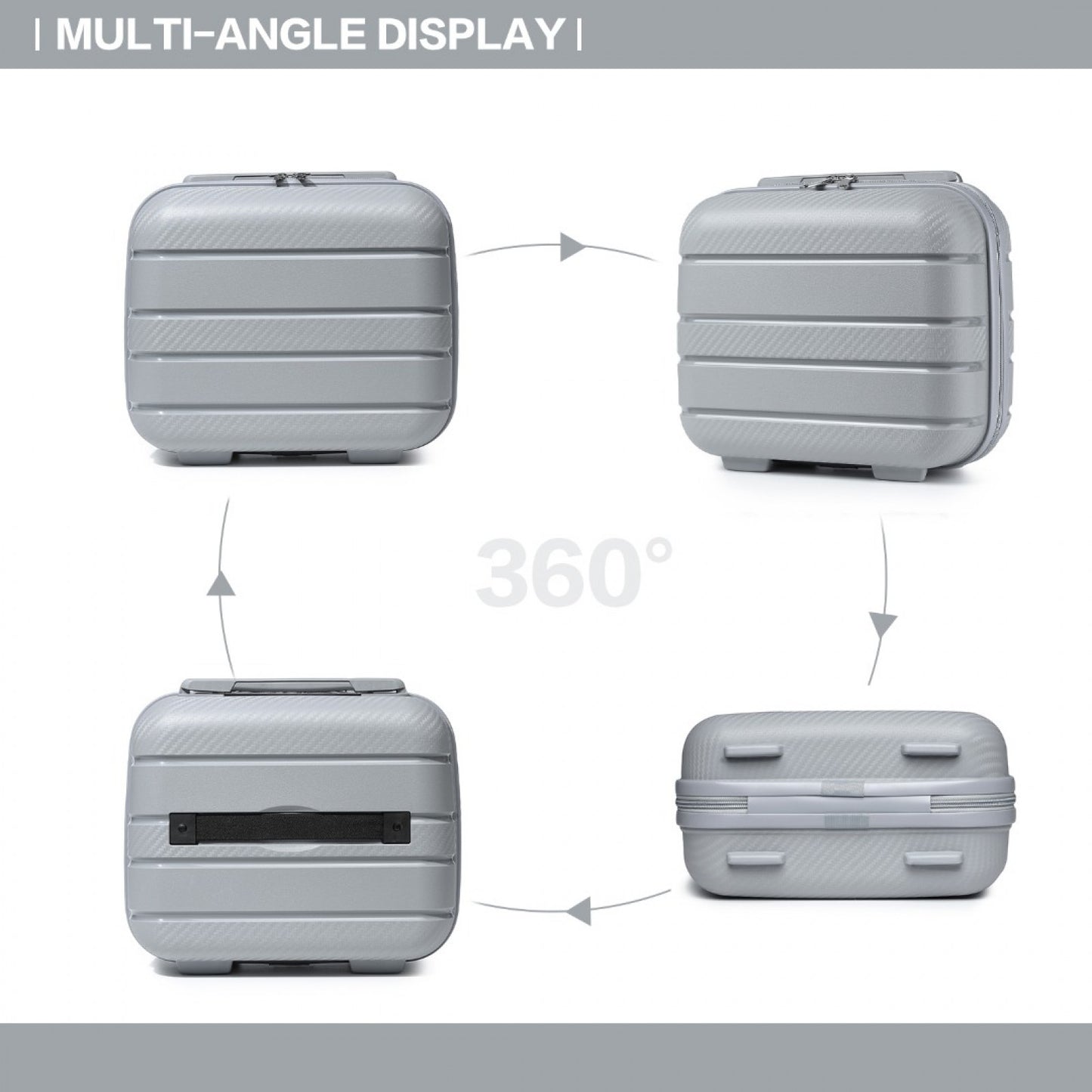 Kono Multi Texture Hard Shell PP Vanity Case Classic Collection (K2091L) - Grey