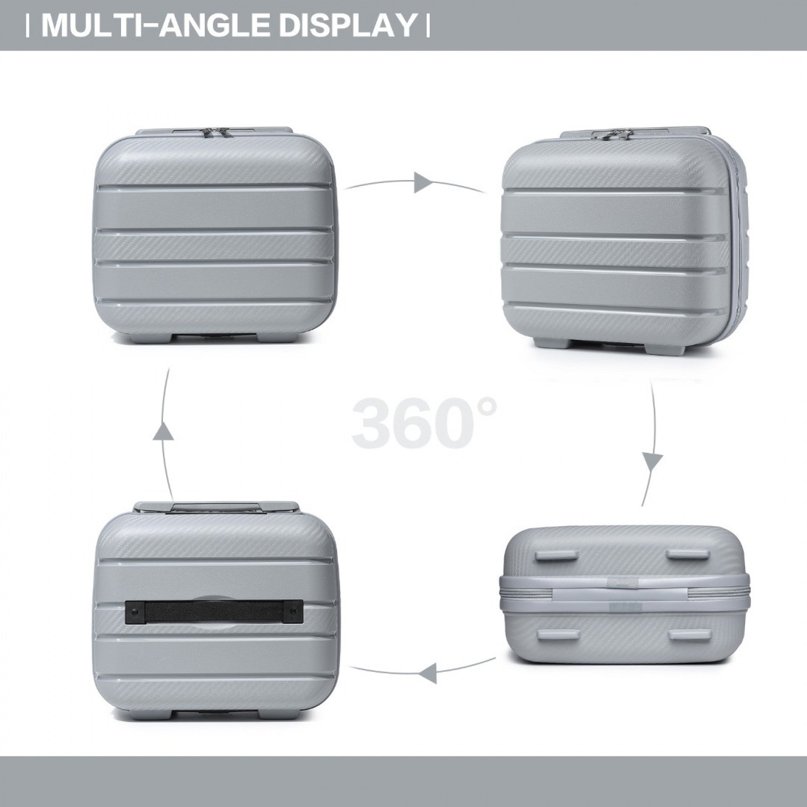 Kono Multi Texture Hard Shell PP Suitcase With TSA Lock And Vanity Case 4 Pieces Set - Classic Collection (K2091L) - Grey