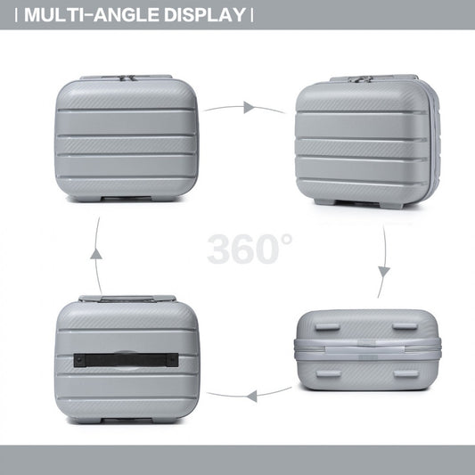 Kono Multi Texture Hard Shell PP Suitcase With TSA Lock And Vanity Case 4 Pieces Set - Classic Collection (K2091L) - Grey