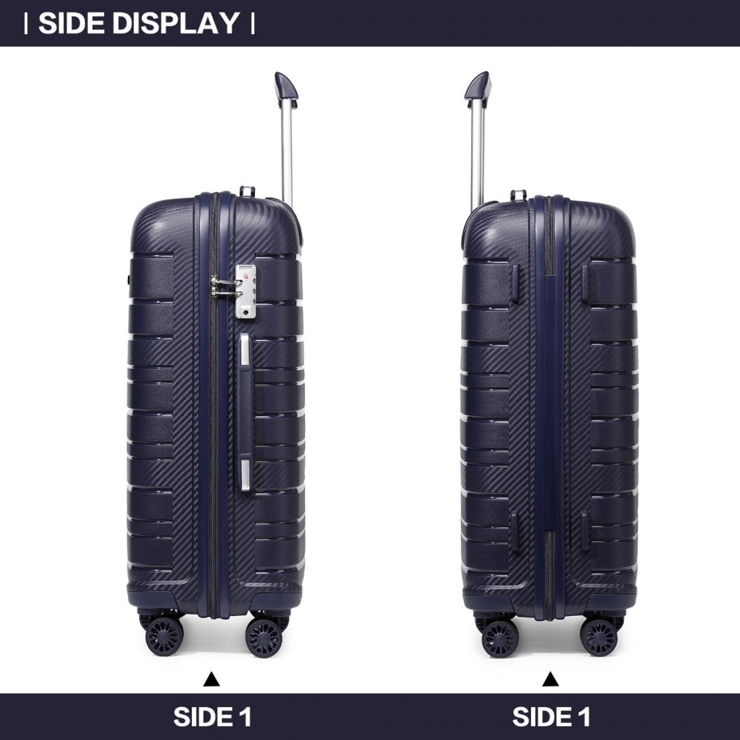 Kono Multi Texture Hard Shell PP Suitcase Classic Collection (K2091L) - Navy