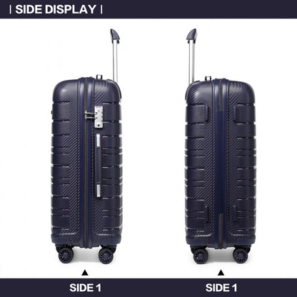 Kono Multi Texture Hard Shell PP Suitcase Classic Collection (K2091L) - Navy