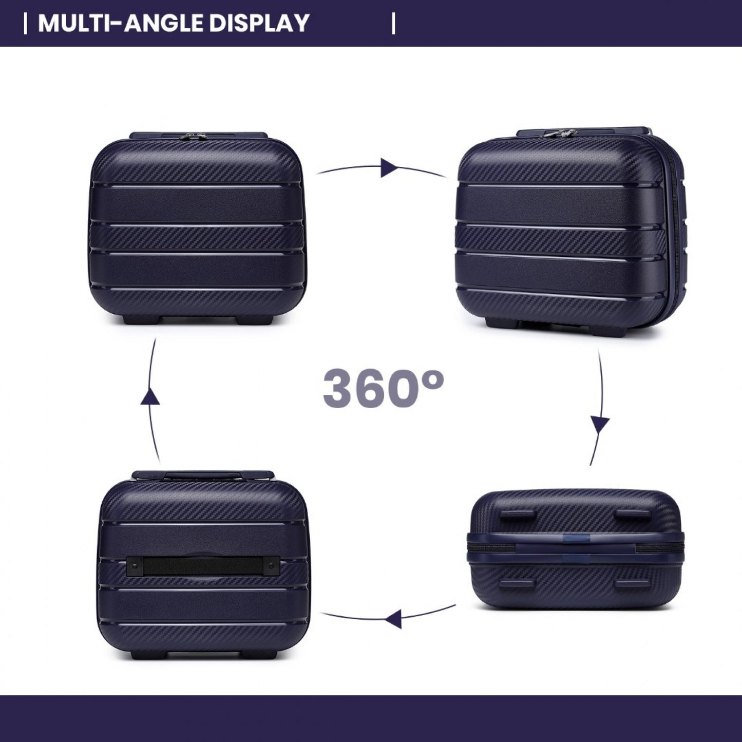 Kono Multi Texture Hard Shell PP Suitcase With TSA Lock And Vanity Case 4 Pieces Set - Classic Collection (K2091L) - Navy