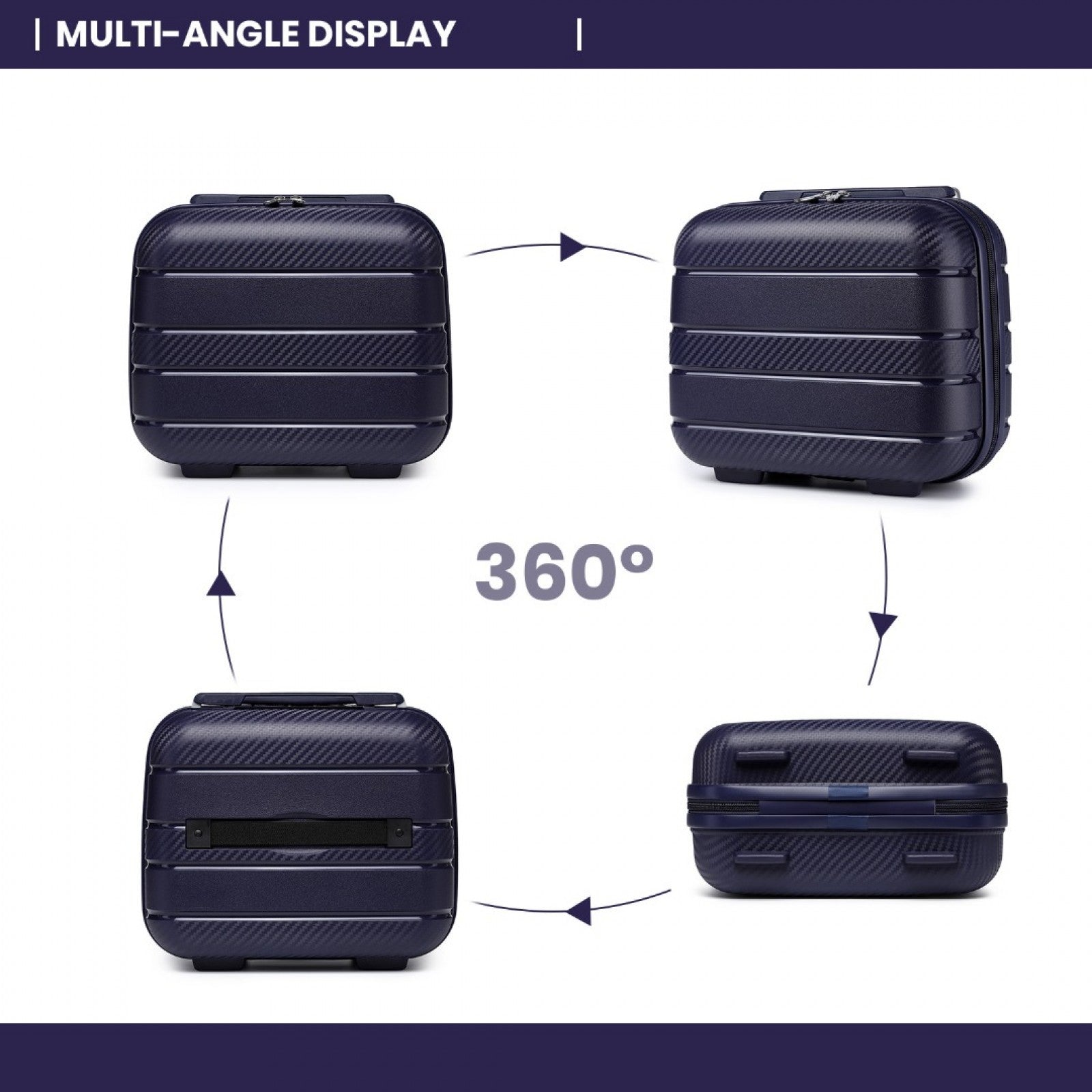 Kono Multi Texture Hard Shell PP Suitcase With TSA Lock And Vanity Case 4 Pieces Set - Classic Collection (K2091L) - Navy