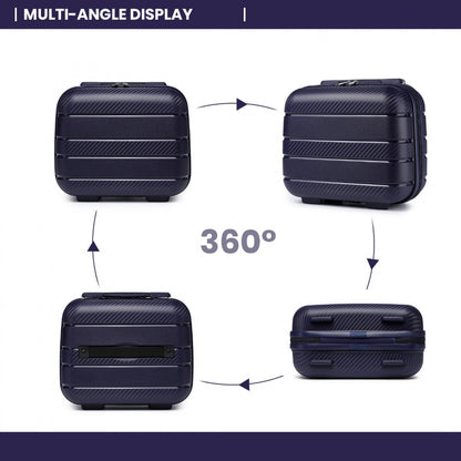 Kono Multi Texture Hard Shell PP Suitcase With TSA Lock And Vanity Case 4 Pieces Set - Classic Collection (K2091L) - Navy