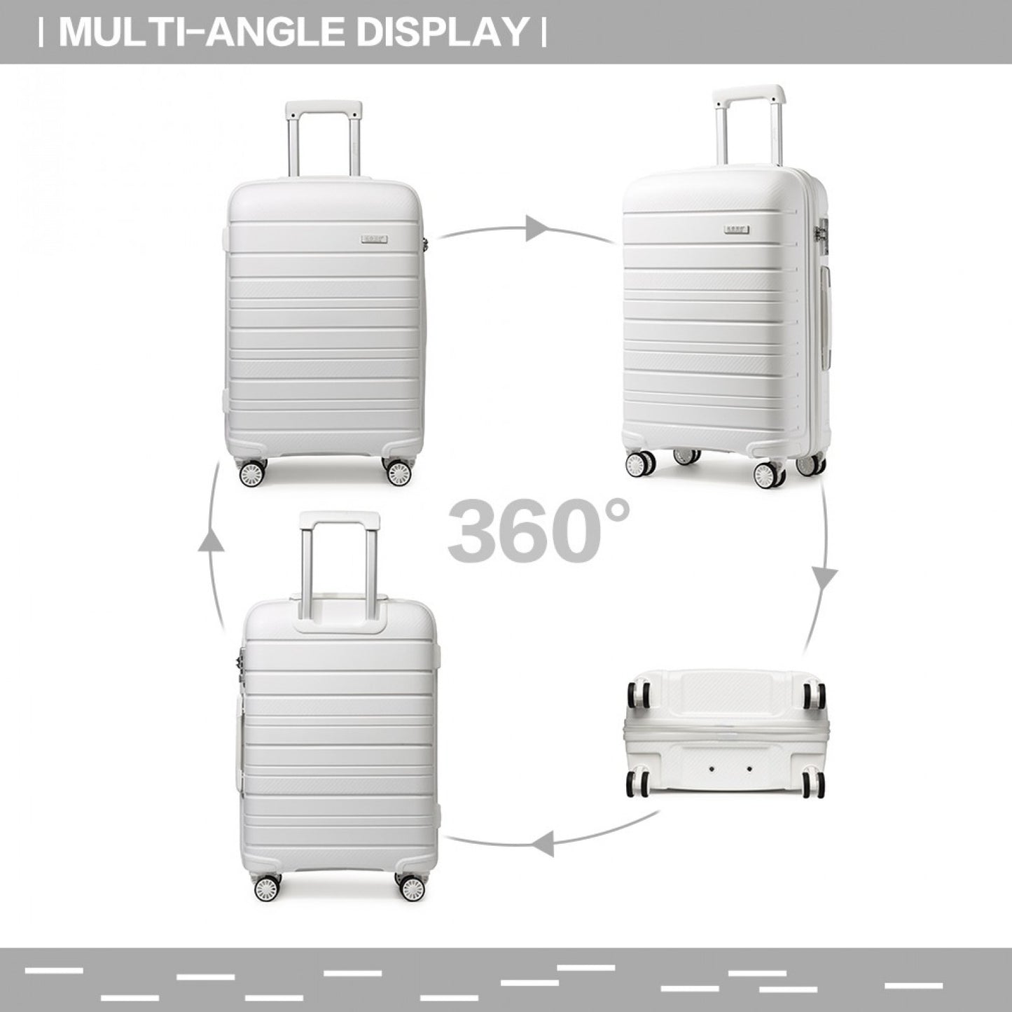 Kono Multi Texture Hard Shell PP Suitcase Classic Collection (K2091L) - White