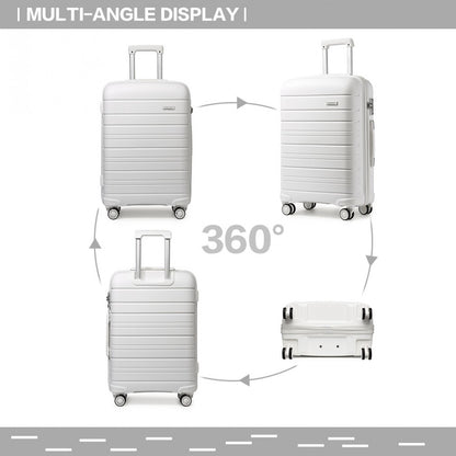 Kono Multi Texture Hard Shell PP Suitcase Classic Collection (K2091L) - White