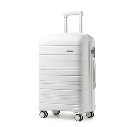 Kono Multi Texture Hard Shell PP Suitcase Classic Collection (K2091L) - White