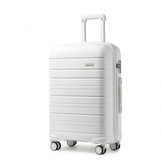 Kono Multi Texture Hard Shell PP Suitcase Classic Collection (K2091L) - White