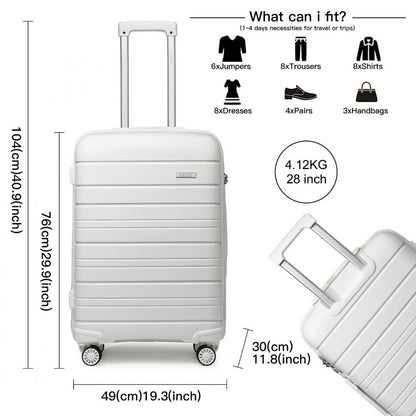 Kono Multi Texture Hard Shell PP Suitcase Classic Collection (K2091L) - White
