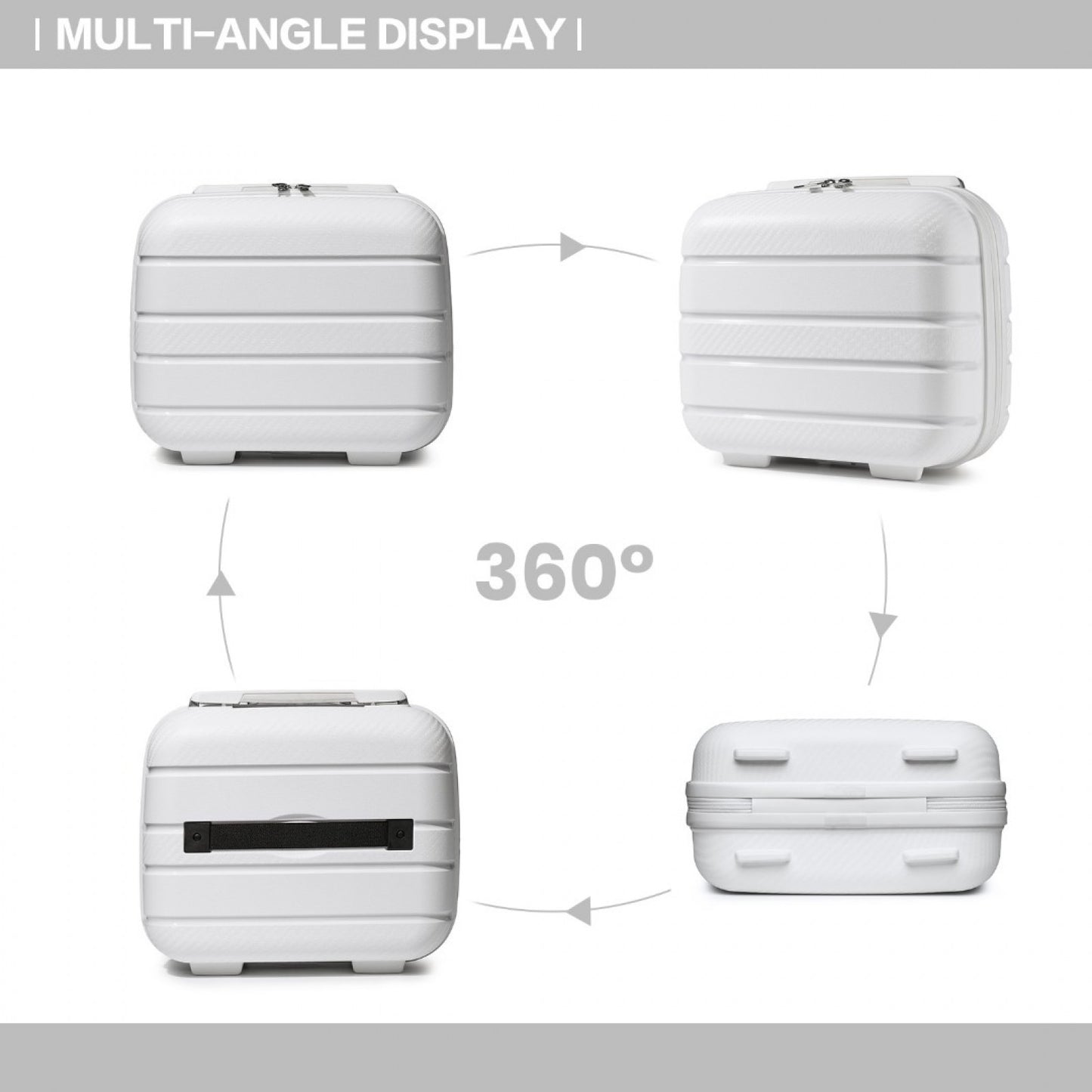 Kono Multi Texture Hard Shell PP Suitcase With TSA Lock And Vanity Case 4 Pieces Set - Classic Collection (K2091L) - White