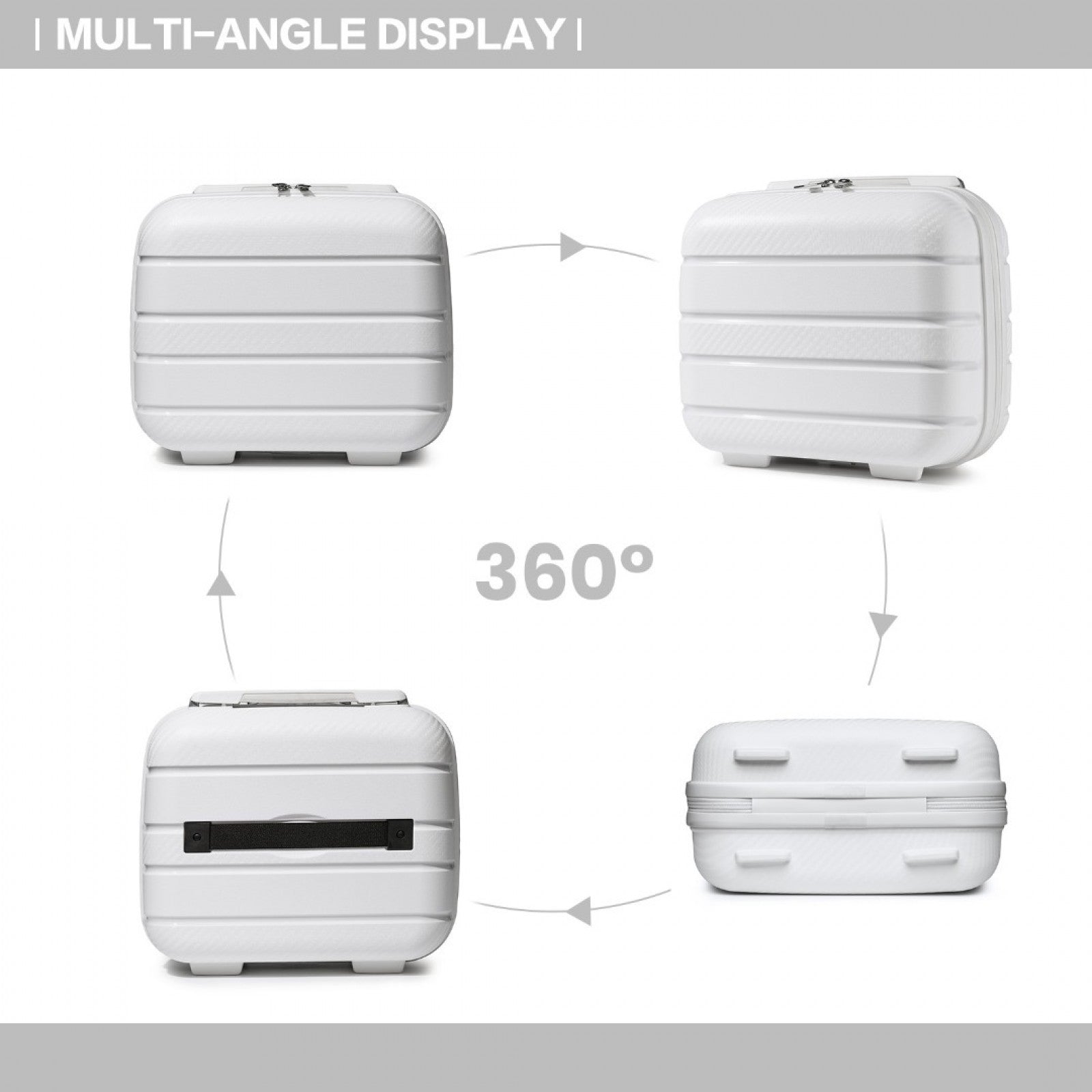 Kono Multi Texture Hard Shell PP Suitcase With TSA Lock And Vanity Case 4 Pieces Set - Classic Collection (K2091L) - White