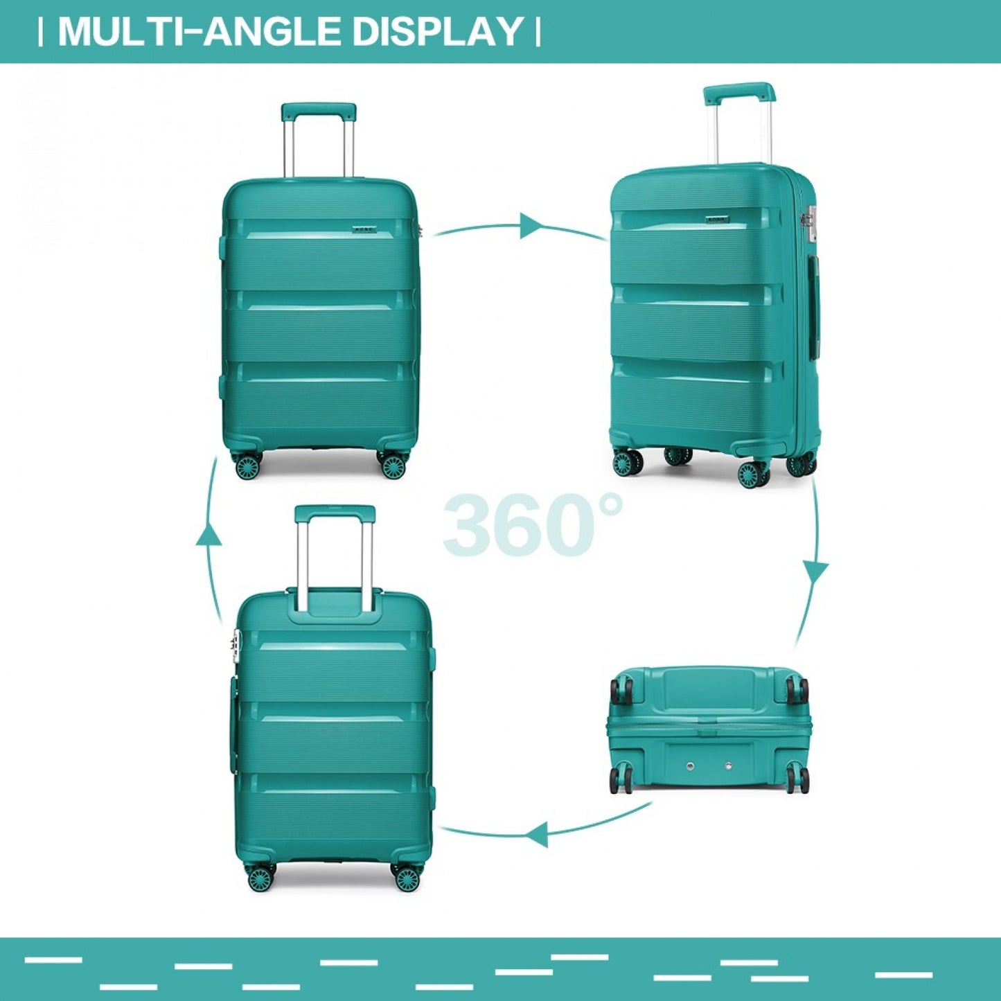 Kono Bright Hard Shell PP Suitcase In (K2092L) - Blue/Green