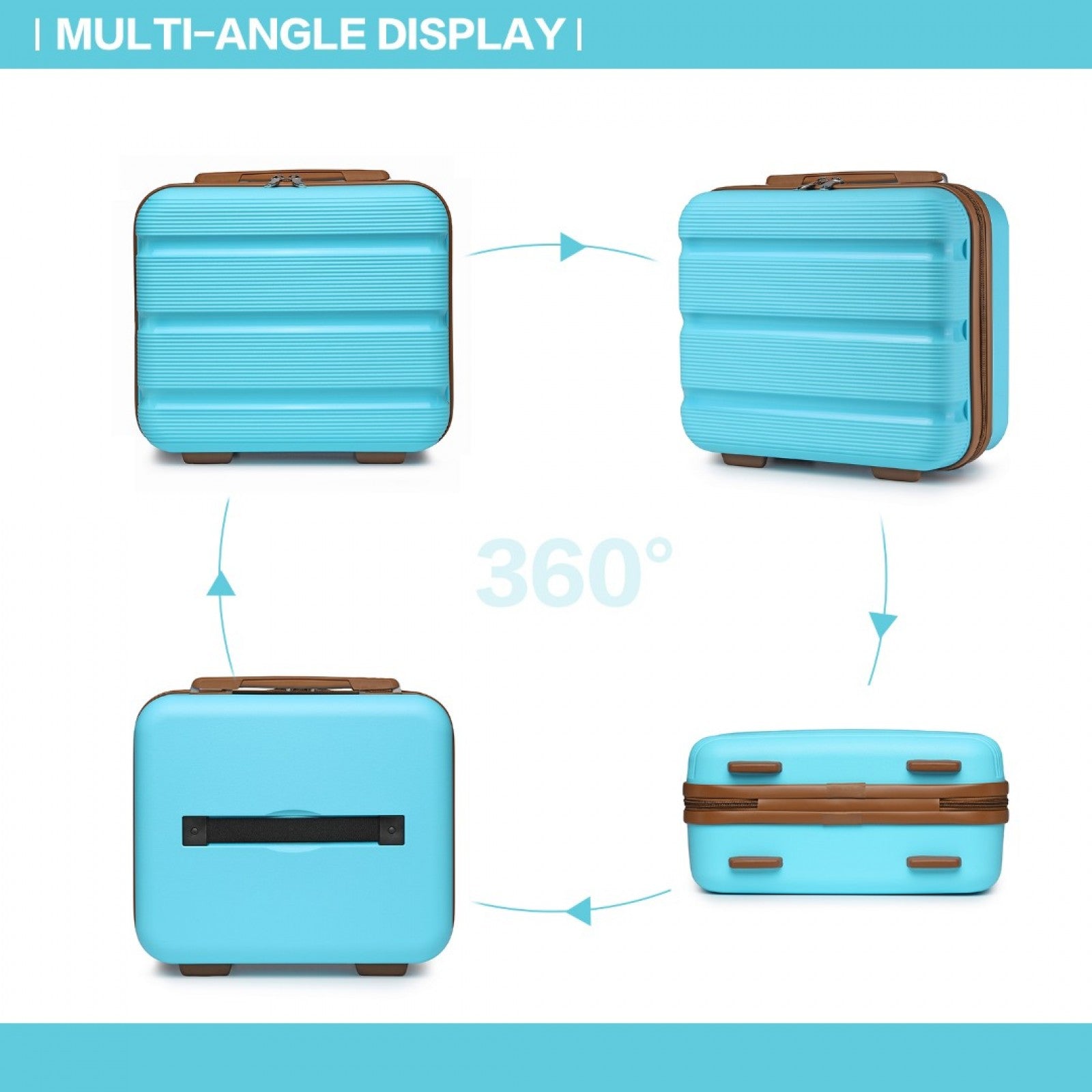 Kono Bright Hard Shell PP Vanity Case (K2092L) - Blue & Brown