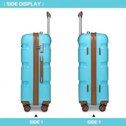 Kono Bright Hard Shell PP Suitcase In (K2092L) - Blue & Brown