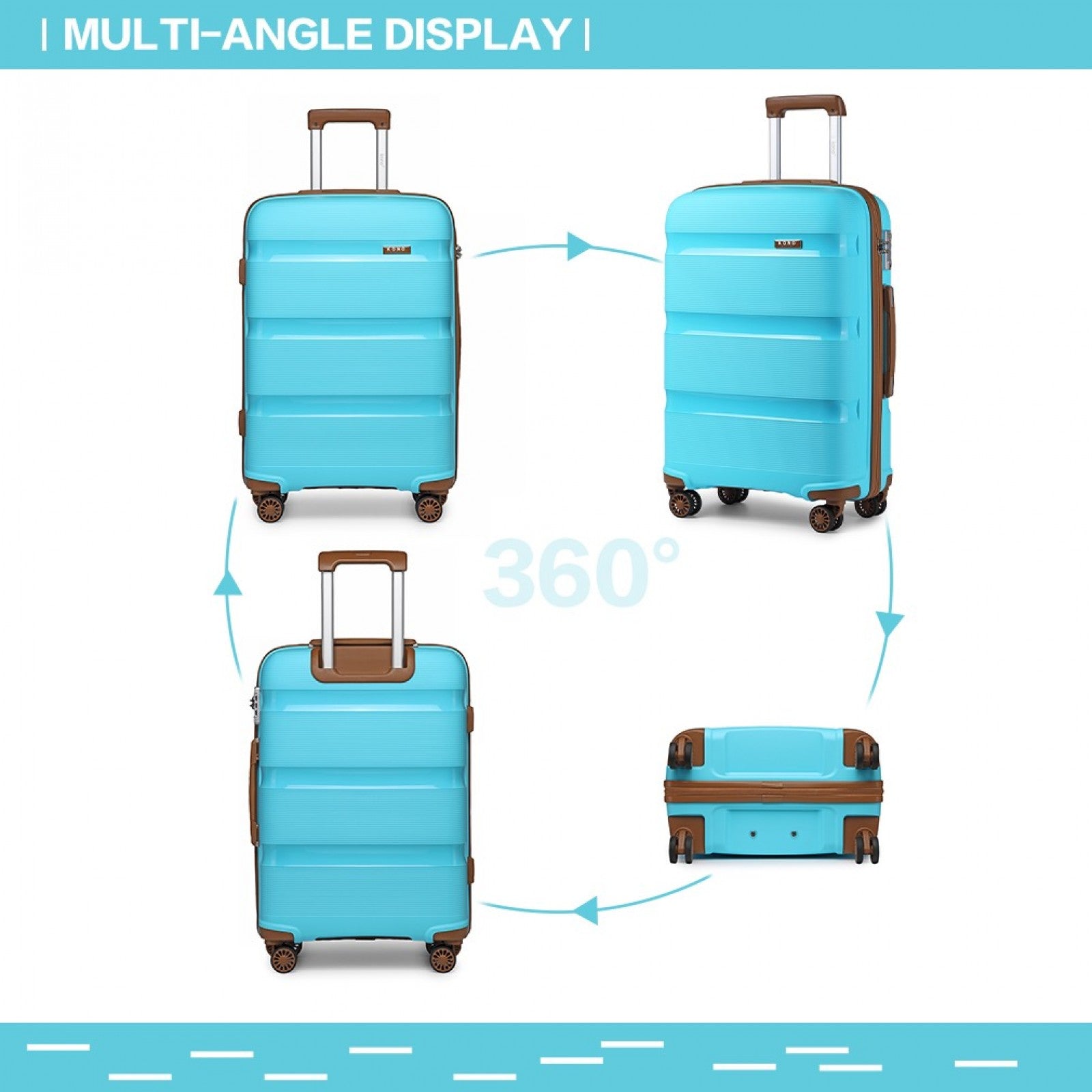 Kono Bright Hard Shell PP Suitcase In (K2092L) - Blue & Brown