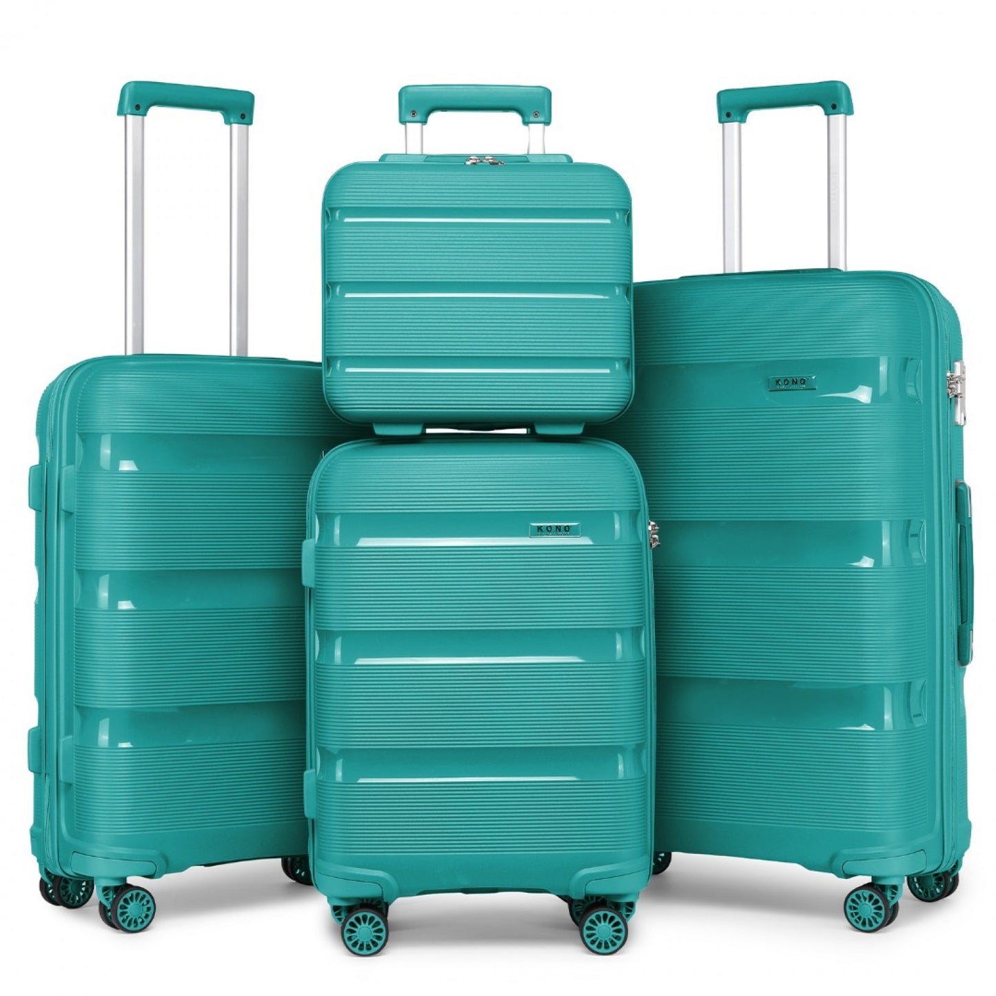 Kono Bright Hard Shell PP Suitcase With TSA Lock And Vanity Case 4 Pieces Set - Classic Collection (K2092L) - Blue