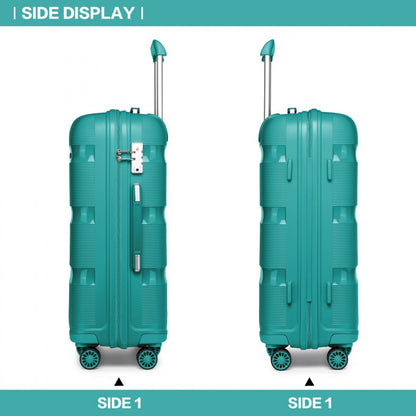 Kono Bright Hard Shell PP Suitcase With TSA Lock And Vanity Case 4 Pieces Set - Classic Collection (K2092L) - Blue