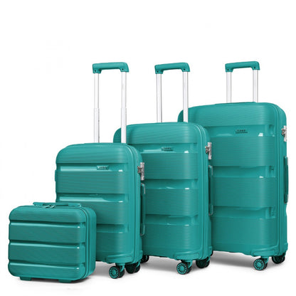 Kono Bright Hard Shell PP Suitcase With TSA Lock And Vanity Case 4 Pieces Set - Classic Collection (K2092L) - Blue