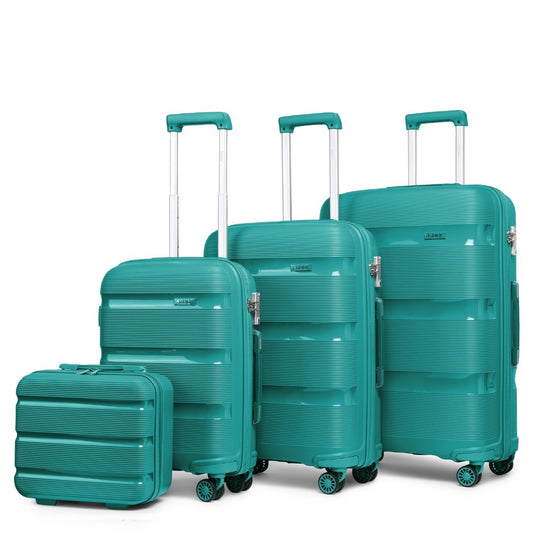 Kono Bright Hard Shell PP Suitcase With TSA Lock And Vanity Case 4 Pieces Set - Classic Collection (K2092L) - Blue