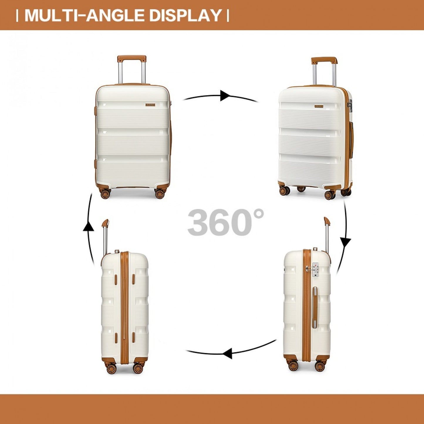 Kono Bright Hard Shell PP Suitcase In (K2092L) - Cream