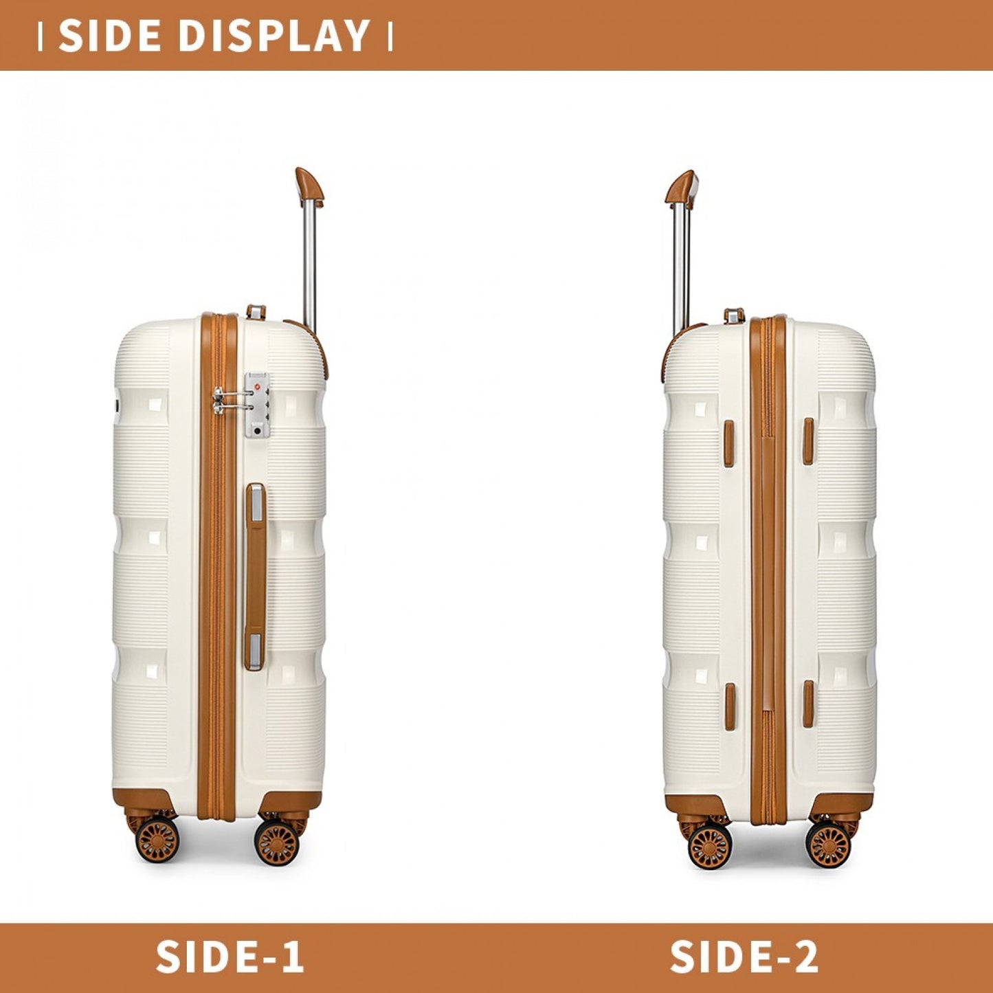 Kono Bright Hard Shell PP Suitcase In (K2092L) - Cream