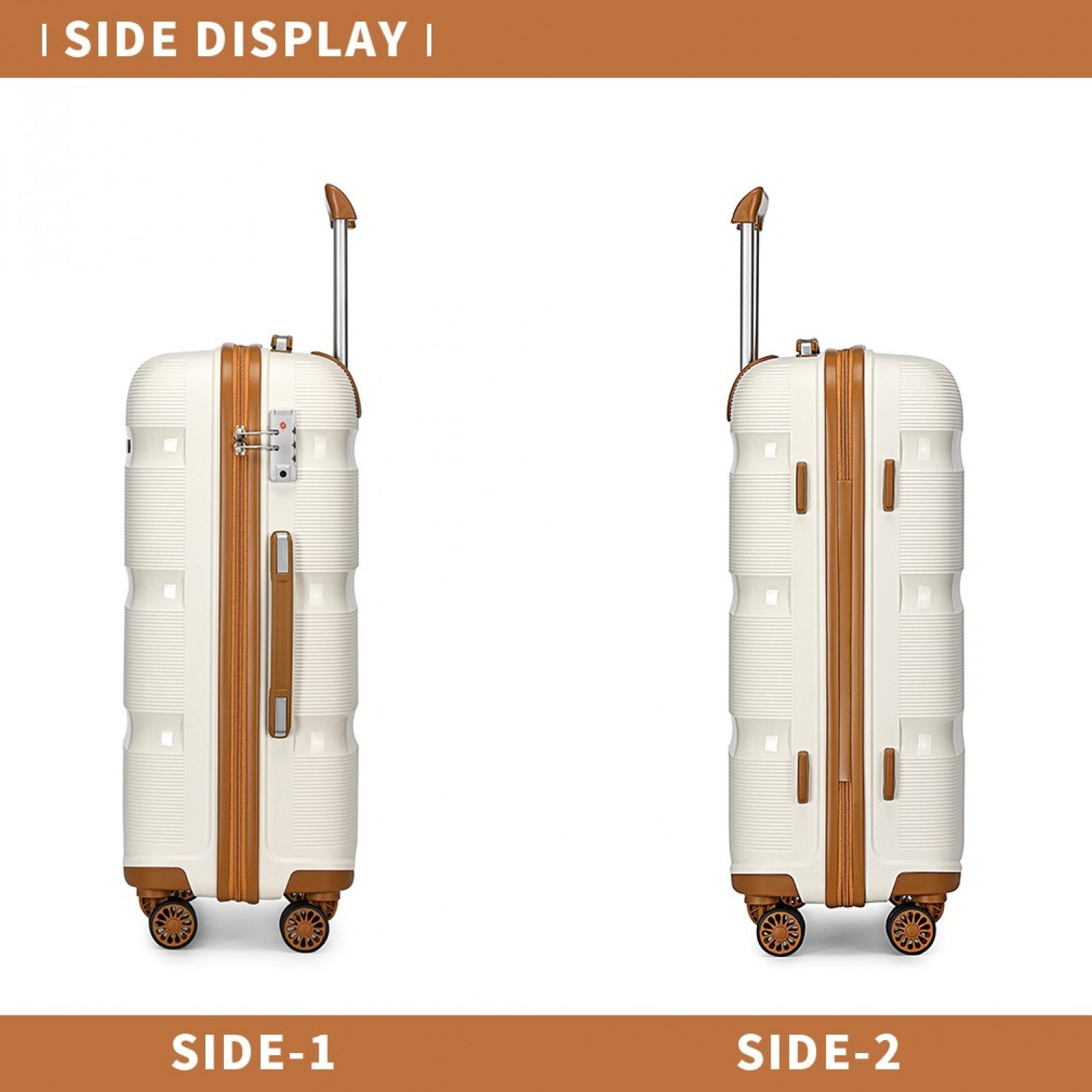 Kono Bright Hard Shell PP Suitcase In (K2092L) - Cream