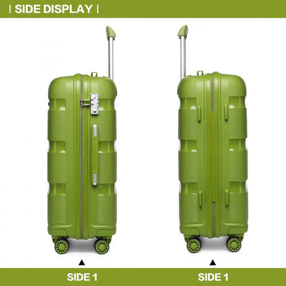 Kono Bright Hard Shell PP Suitcase 3 Pieces Set - Classic Collection (K2092L) - Green