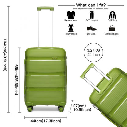 Kono Bright Hard Shell PP Suitcase In (K2092L) - Green