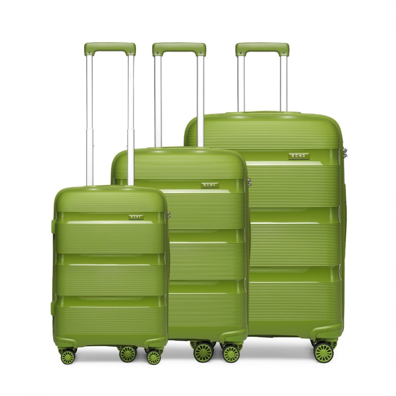 Kono Bright Hard Shell PP Suitcase 3 Pieces Set - Classic Collection (K2092L) - Green