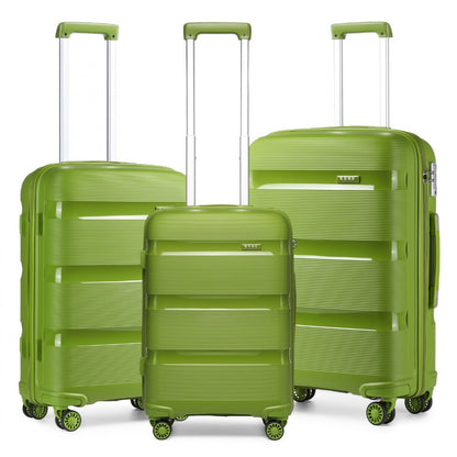 Kono Bright Hard Shell PP Suitcase 3 Pieces Set - Classic Collection (K2092L) - Green