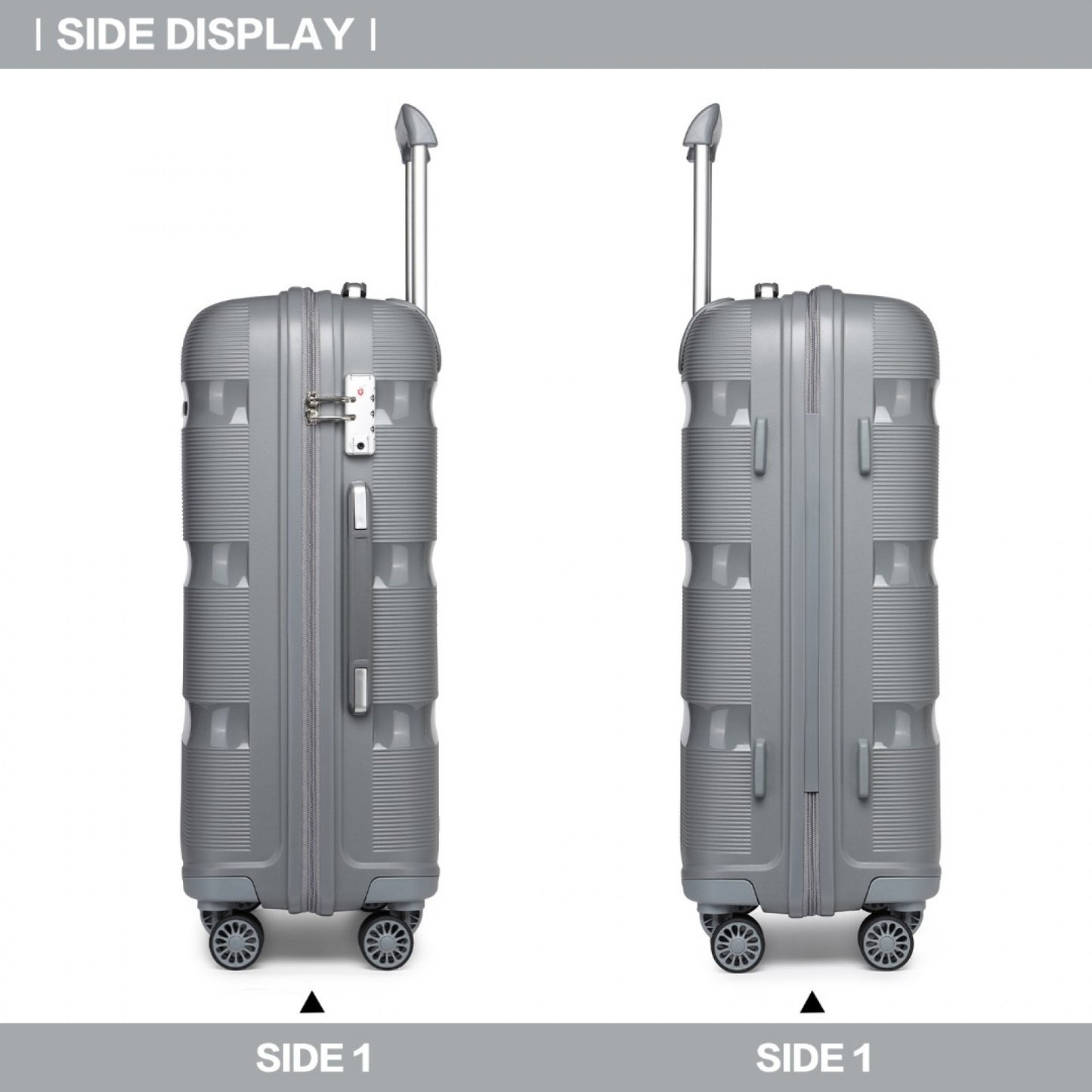 Kono Bright Hard Shell PP Suitcase In (K2092L) - Grey